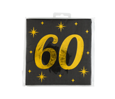 60 Jaar Servetten Zwart Goud 19cm 16st